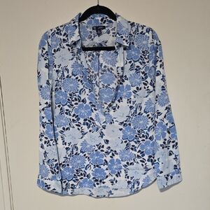 GAP Light Blue Floral Boyfriend Fit Blouse